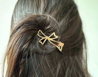 6cm bow hair clip, gold, hair accessory