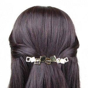 Barrette cheveux forme géométrique en métal doré 9cm zdjęcie 1