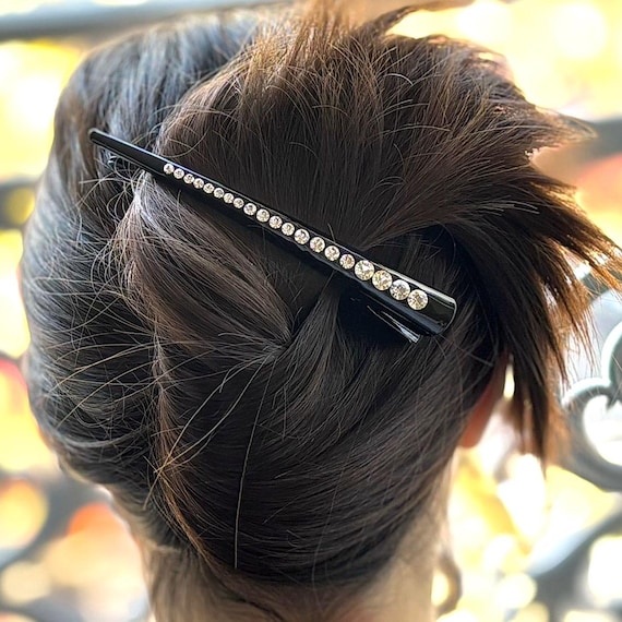 大型コンコルドラインラインストーンヘアクリップ 13cm - Etsy 日本