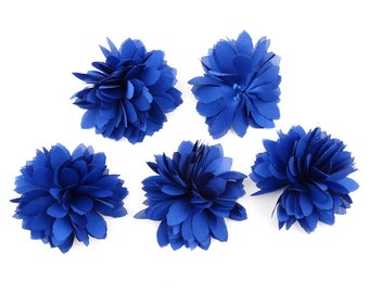 Set of 5 small satin fabric flowers