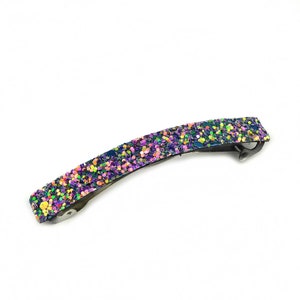 Glitter sequin hair barrette 8.5cm Violet bleu