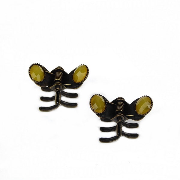 2 petites pinces cheveux crabe avec perles à facette style antique 2.3cm