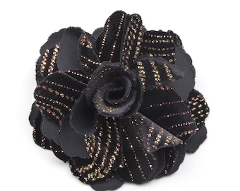 Velvet flower clip brooch, 10cm