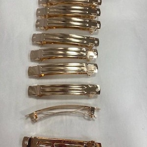 10 gold-plated 8cm x 1cm "Paris clip" hair clips