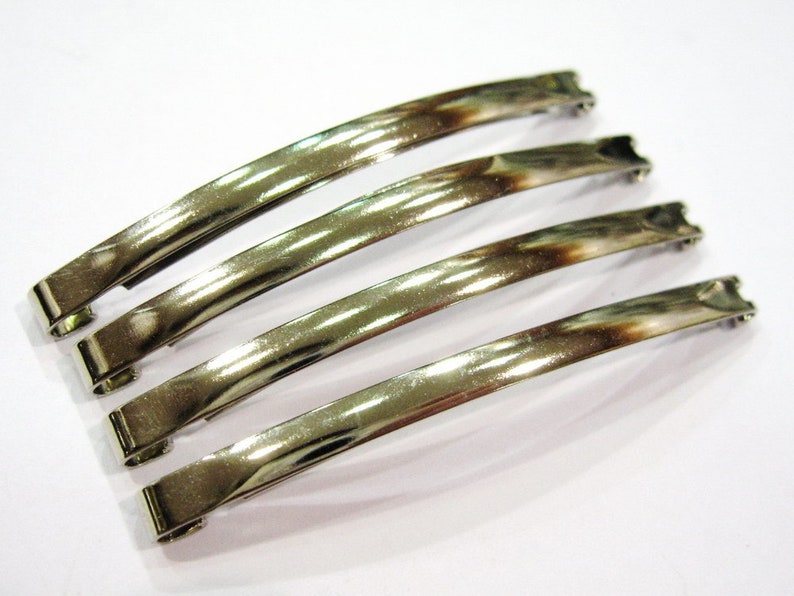 Set of 4 Fildor hair barrettes fine metal Made in France silver 5.8cm image 3