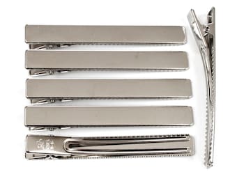 10 Flat metal crocodile hair clips, 7.5cm x 1cm