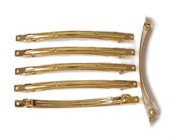 50 long barrettes 10cm x 0.6cm "Clip Paris", silver or gold metal, hair accessory