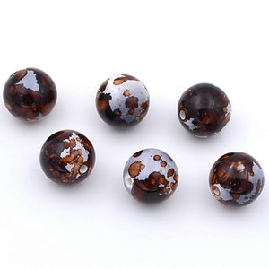 Pack of 10 round ceramic beads 14mm - gray brown
