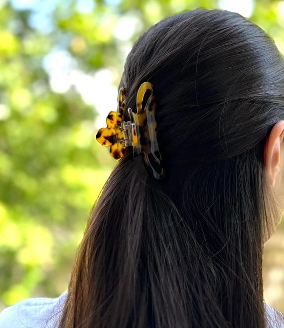 8cmの花のヘアクリップ、べっ甲柄、アセテート製 - Etsy 日本