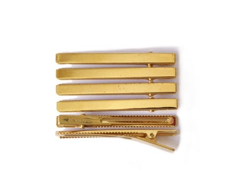 6 flat metal crocodile hair clips 6cmx0.5cm