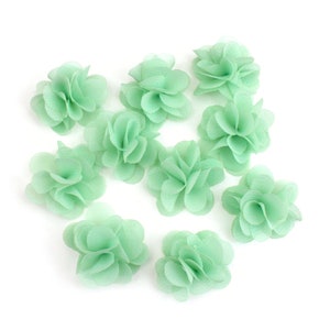 Set mit 10 kleinen Blumen aus Voile-Stoff