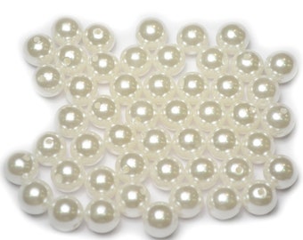 Lot de 50pcs perles nacrées acrylique 10mm blanc
