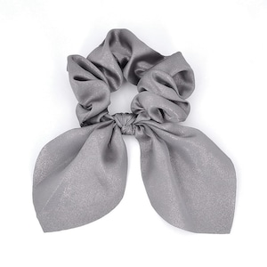 Coletero elástico de tela brillante con lazo extraíble, accesorio para el cabello - gris