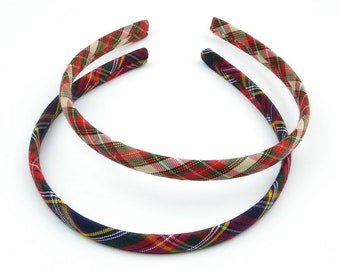 Set of 2 children's plaid headbands - navy red