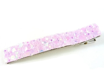 6cm glitter hair pinch, hair accessory - pale pink