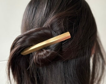 Brushed metal hair barrette 11.5cm, very modern hair accessory