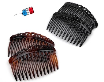 Set of 2 side hair combs Made in France 7cm