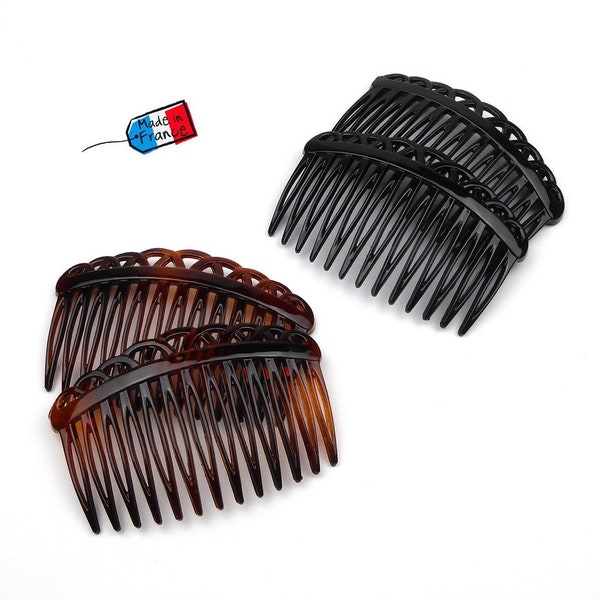 Set of 2 side hair combs Made in France 7cm