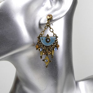 Vintage half moon charm dangle earring