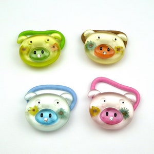 Set of 4 pig pattern hair elastics, children&#39;s hair accessory in assorted colors