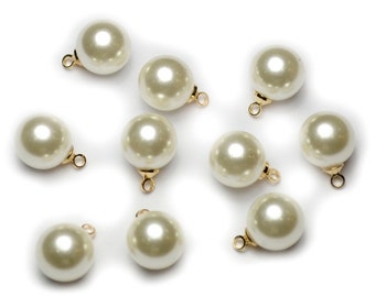 Set of 10 beads 10mm ivory pendant