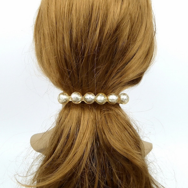 Grande barrette cheveux 9,5cm, grosse perle translucide