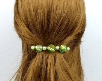 8cm hair clip made of mother-of-pearl shell beads and round pearl