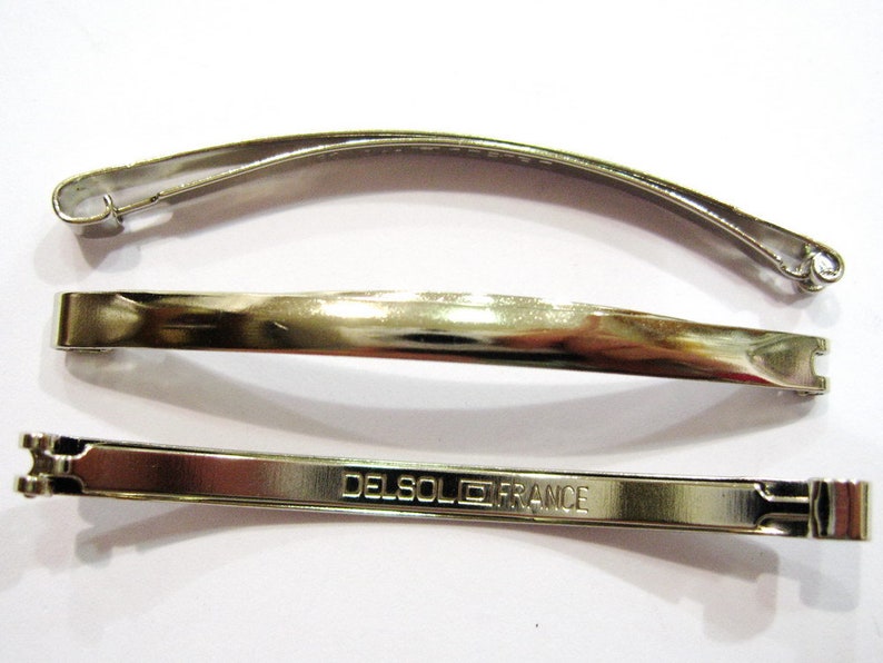 Set of 4 Fildor hair barrettes fine metal Made in France silver 5.8cm image 4