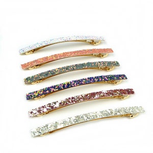 Long and thin glitter sequin hair barrette 10cm, hair accessory image 2