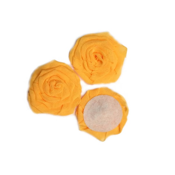 Lot de 6 fleurs en tissu diam 4.5cm - jaune