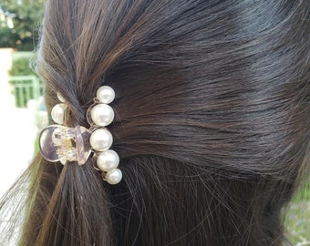 Hair accessory, pearl hair clip 4.5cm - transparent