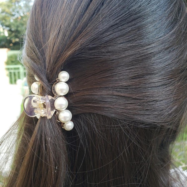 Accessoire cheveux, pince cheveux perle 4,5cm - transparent