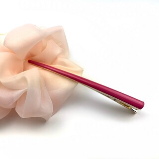 Fermaglio Per Capelli Parcelona Francese Ovale 8,9 Cm, Celluloide Rosa Cipria, Senza Metallo, Leggero E Di Lusso Made In France