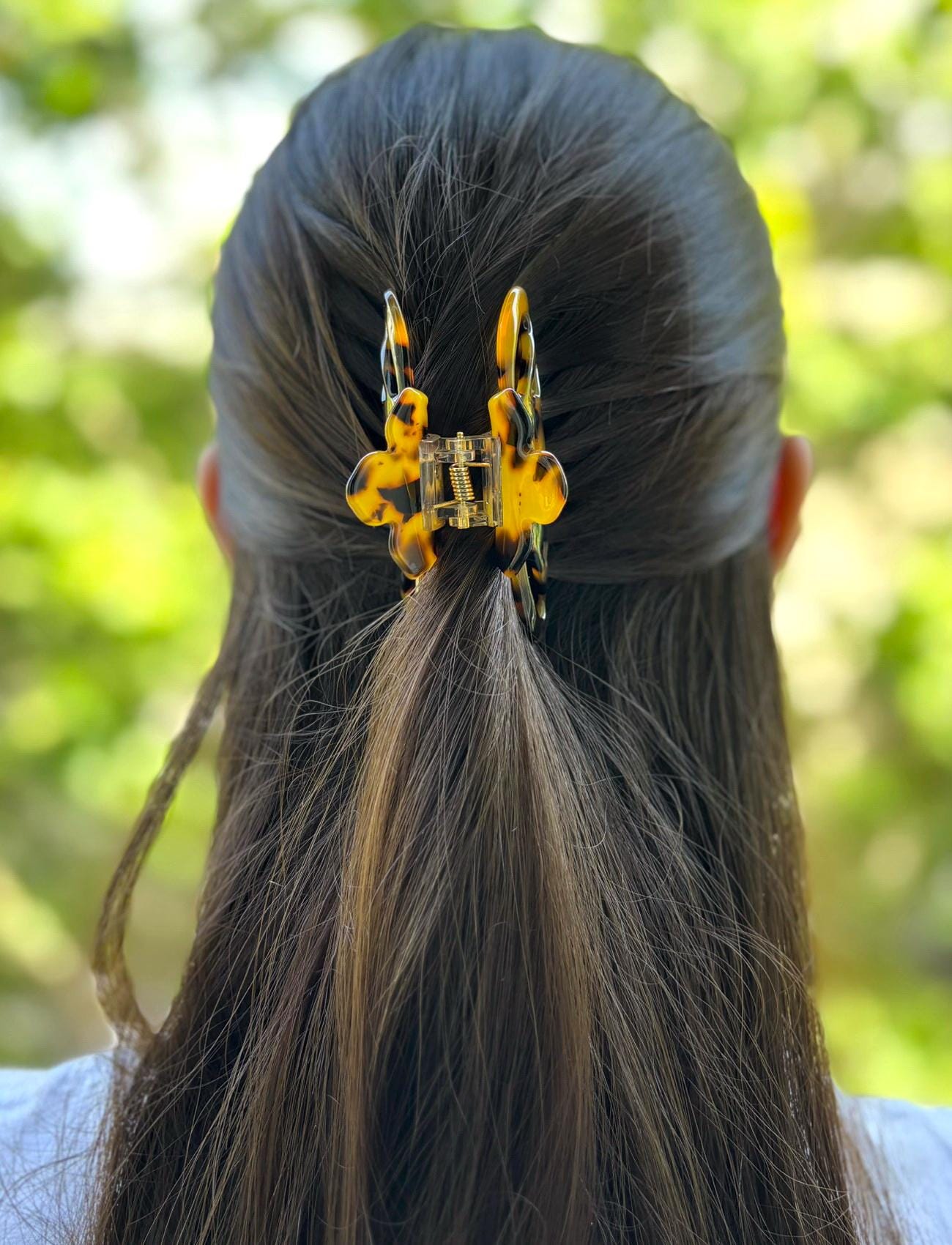 Tortoiseshell Flower Crystal-Embellished Hair Clip Swarovski Camellia Flower Claw Clip – Sparkle Tortoise Hair  main image 2