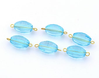 Set of 20 oval faceted acrylic beads 17x11mm - blue