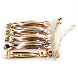 50 large barrettes 10cmx1cm, silver or gold frame, hair accessory
