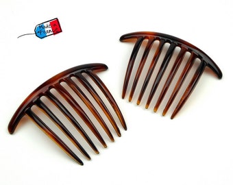 Set of 2 large bun combs 10cm, hair accessory made in France