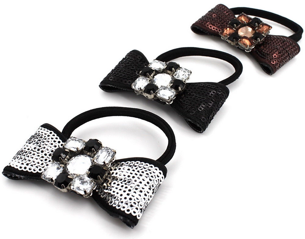 Sequin bow hair elastic