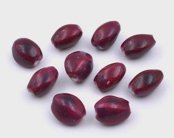 20 polygonal ceramic beads 15x13mm - brown