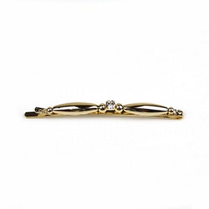 Gold metal and rhinestone hair clip 6.5cm