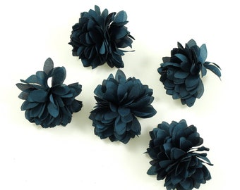 Set of 5 small satin fabric flowers