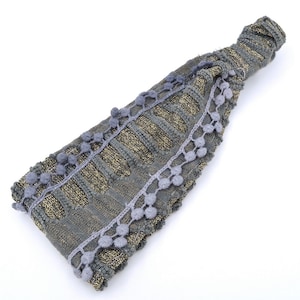 Fancy hairband, 9cm wide, hair accessory - grey