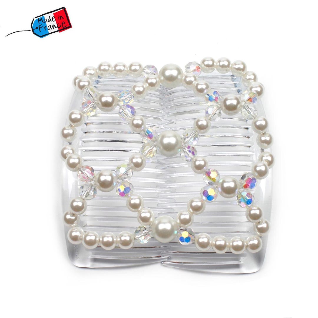 Elastic Hair Comb - Round Beaded Hair Accessory - Pearly White - Etsy
