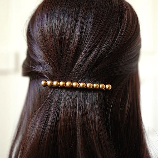 Barrette cheveux 8.5cm, perles nacré