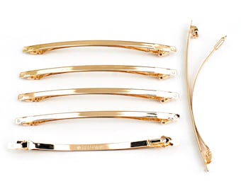 50 thin barrettes 10cmx0.3cm "Clip Paris" in silver or gold metal, hair accessory