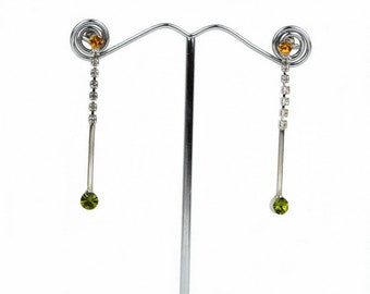 Boucle d'oreille pendante cristal - vert