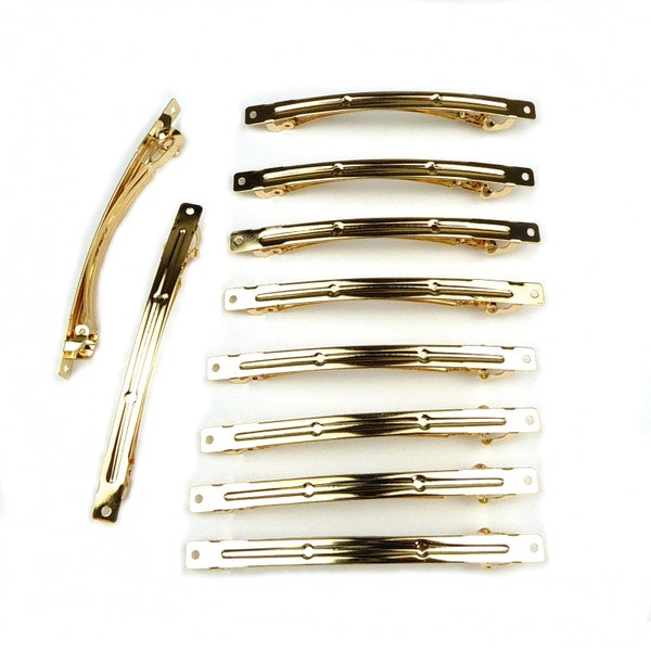 50 thin 8cm x 0.6cm "Clip Paris" metal hair clips in silver or gold, hair accessory