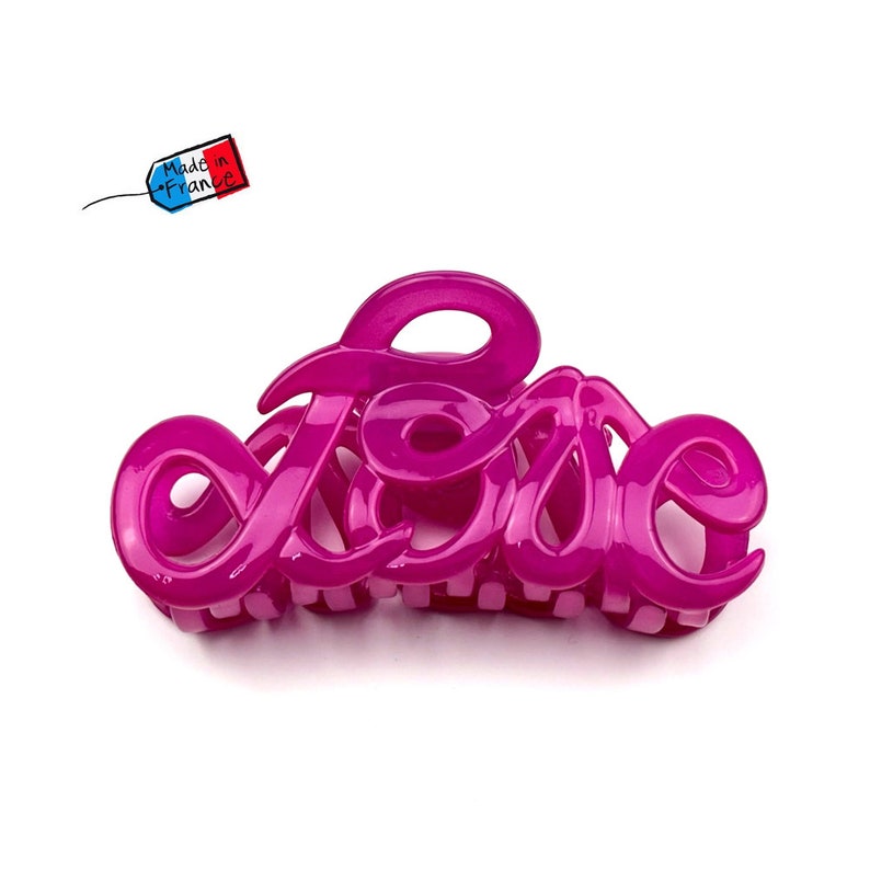 Pince cheveux Love Made in France 8.5cm Rose fuchsia