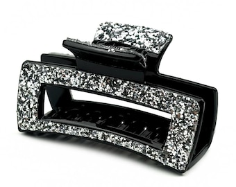 8cm glitter hair clip, hair accessory, silver, gray or black