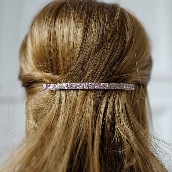 Molletta per capelli lunga e sottile con paillettes glitterate 10 cm, accessorio per capelli